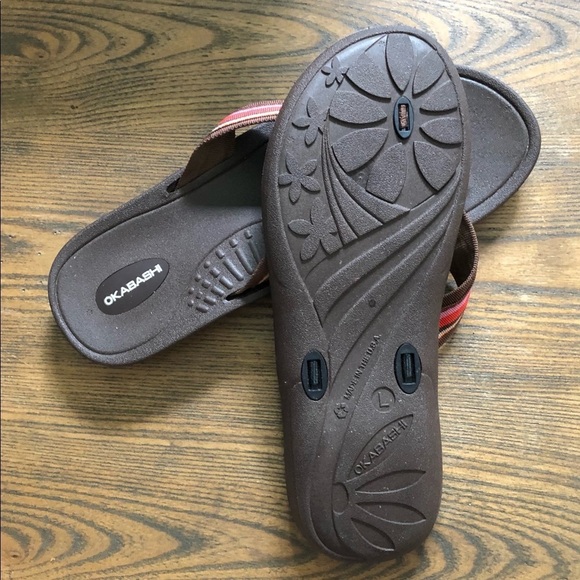 Okabashi Women’s sandals Brown Striped, Flip  Flops - Picture 4 of 6